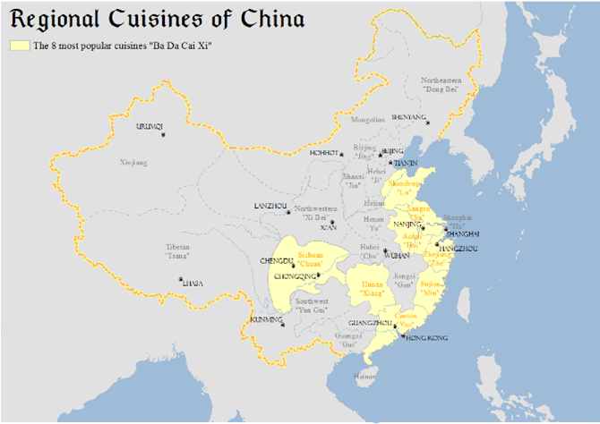 the food map of China